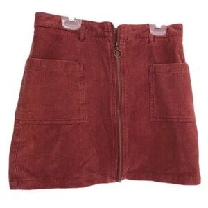 Peach Love California Rustic Burnt Orange Corduroy Mini Skirt Size Large